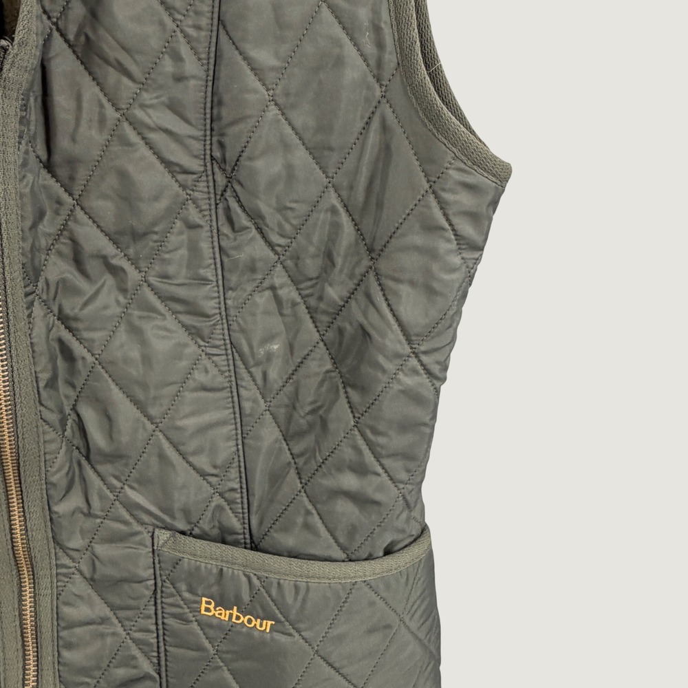 Barbour Fleece Betty Liner Vest Size 10 Olive Green Quilted Full Zip Sleeveless - Picture 2 of 5
